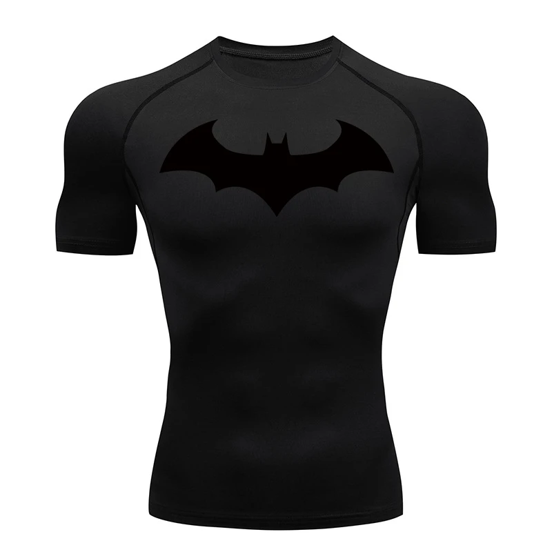 Men's Bat Graphic Compression Short Sleeve Workout Shirt - Quick Dry Athletic Tee