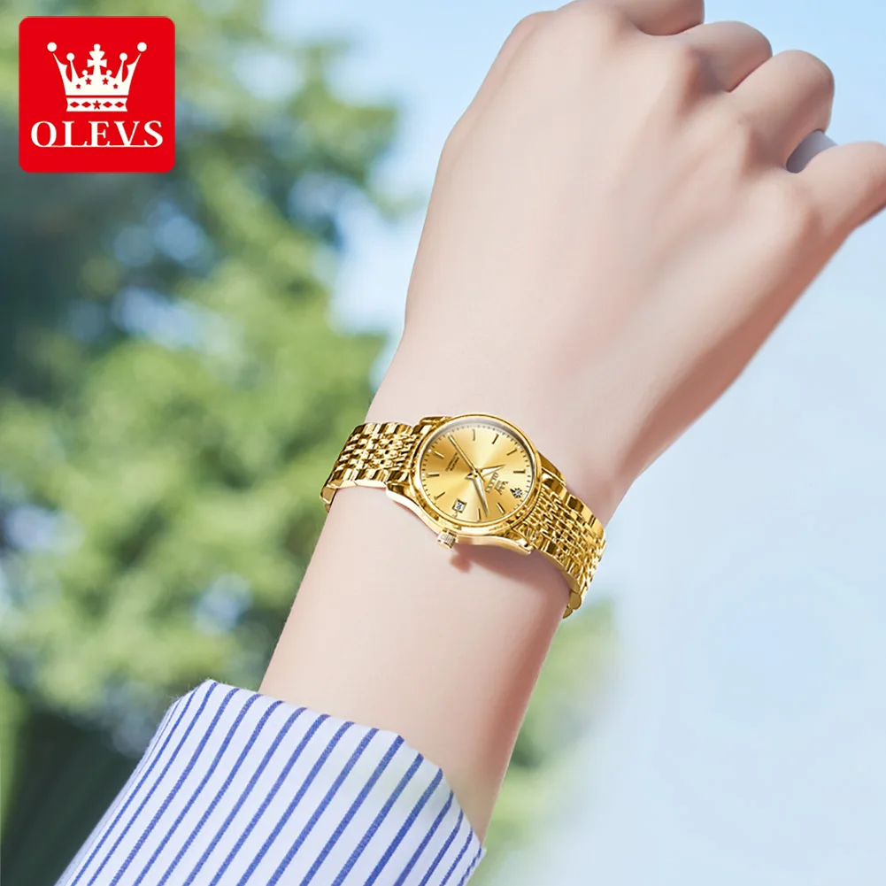 OLEVS Luxury Women's Automatic Waterproof Stainless Steel Watch with Casual Design