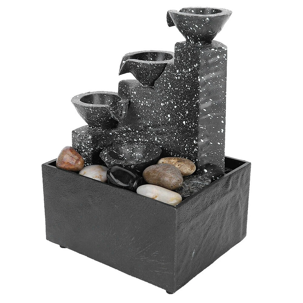 Fountain Ornament Indoor Tabletop Fountain Water Feature LED Lights Statues Home Decor USB Charge Without Battery solar fountain,water fountain,garden pond fountain
