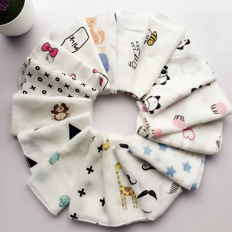Muslin Towel 10pcs Baby Infant Towel 28*28cm Muslin Towel Handkerchiefs Two Layers Wipe