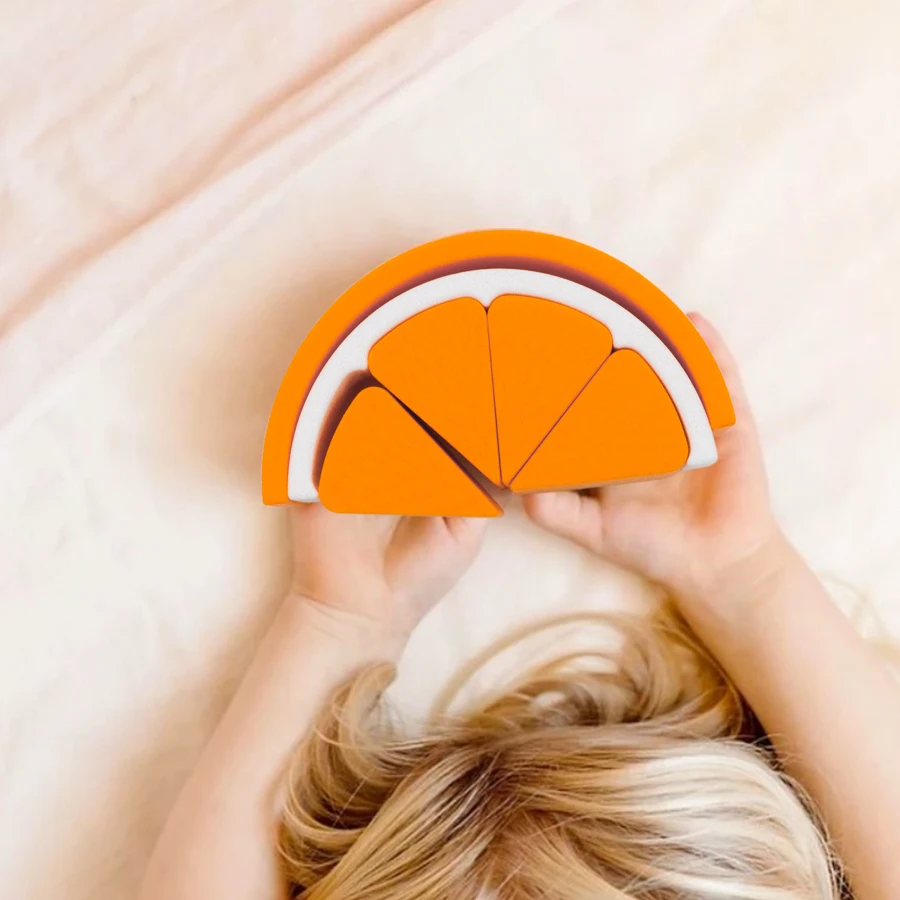 

Baby Silicone Montessori Toys Cartoon Educational Stacking Blocks Silicone Puzzle Orange Shape Early Educational Children Gifts