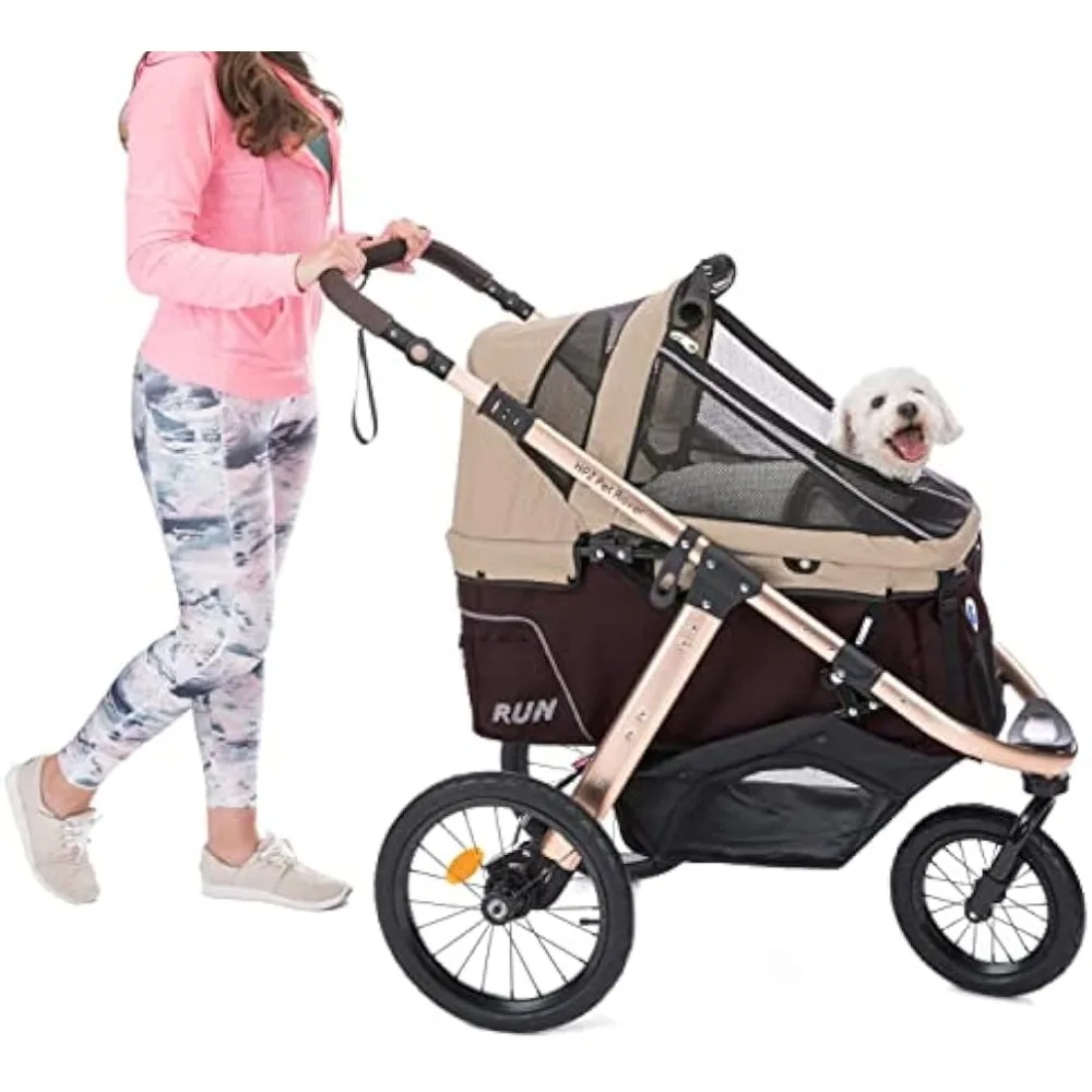 

Pet Rover Run Performance Jogging Sports Stroller with Comfort Rubber Wheels/Zipper-Less Entry/1-Hand Quick Fold