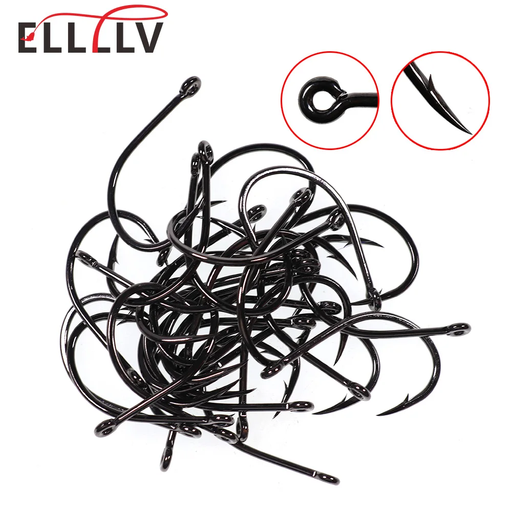 Elllv 100PCS #8 - 6/0 Saltwater Fishing Big Streamer Fly Hook 2X Strong for  Finesse Game Changer Trailer Tube Assist Lure Hook