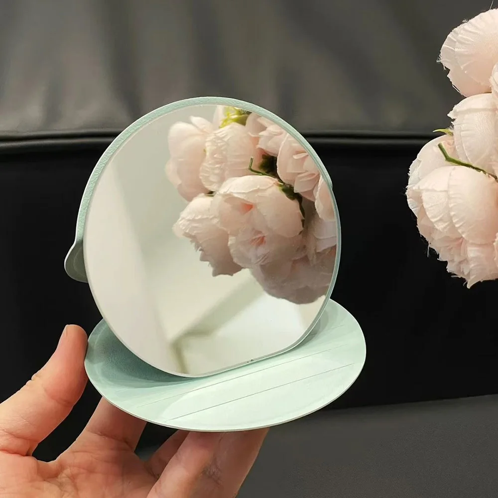 여행 필수품 메이크업 거울 초박형 0.7cm 접이식 화장 거울 PU 가죽 커버 핸드백용 휴대용 포켓 거울