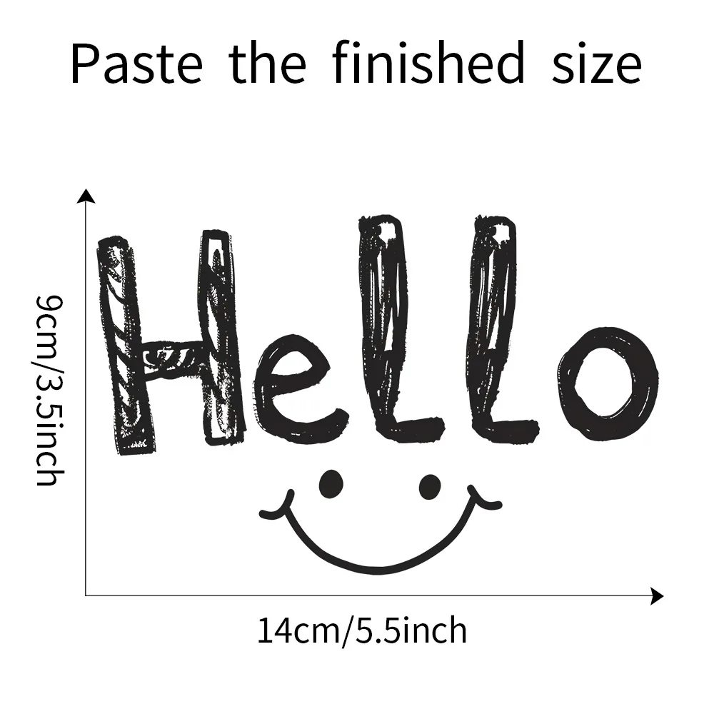 Hello Smiling Face Kids Rooms Wall Stickers Self-Adhesive Mirror Stickers Bedroom Entryway Living Room Porch Home Decorati