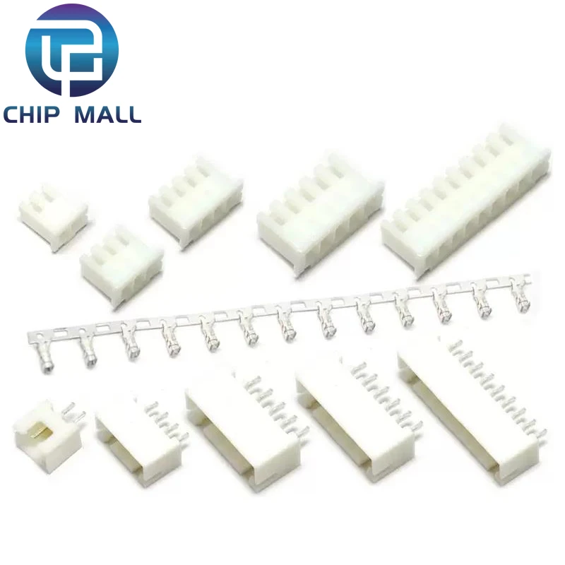 100Pcs JST XH2.54 2/3/4/5 Pin Terminals Plastic Shell Male Plug + Female Socket Wire Connector XH 2.54 2P 3P 4P 5P-14P Wire Connectors Wiring Connector