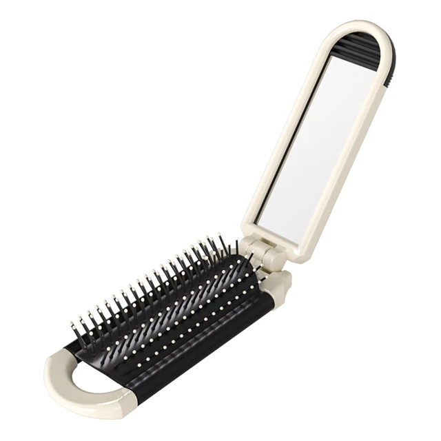 1 Folding Hair Brush W Mirror Pocket Size Portable Purse Travel Compact Car  Gift | eBay