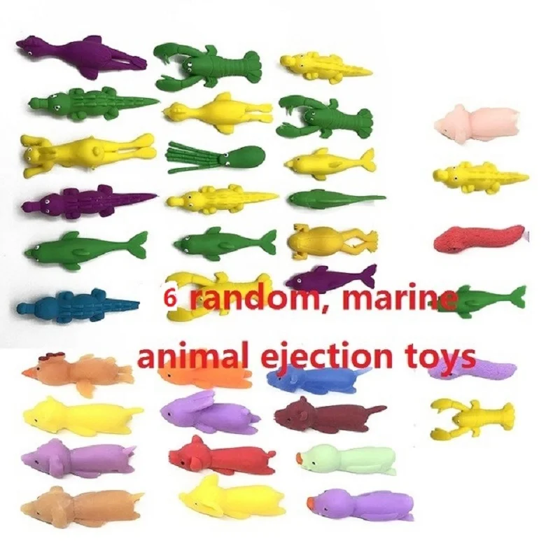 6pcs Slingshot 고무 치킨 Fidget 장난감 Flingers Stretchy Shoot Off 터키 참신 모듬 스트레스 릴리버 어린이 성인 장난감