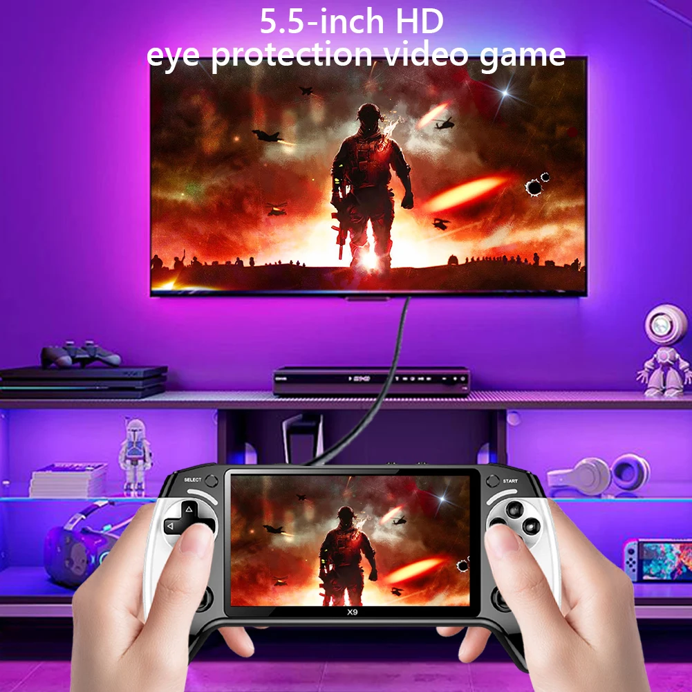 5.5 Inch Screen Handheld Game Console 1500mAh Handheld Game Player Type-C Charging Portable Game Player Birthday Christmas Gift