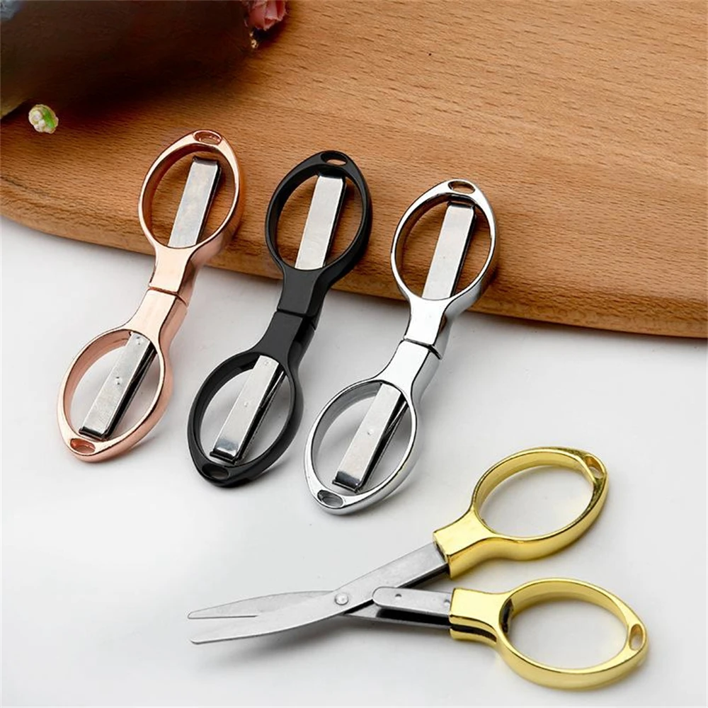 Simple Portable Folding Scissors Solid Color Glasses Shape Paper Cutters Students Handmade DIY Tools School Office Supplies 1pcs - Image 5