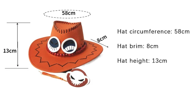 Um pedaço ace chapéus de camurça anime dos desenhos animados cosplay  adereços chapéu de cowboy para homens feminino protetor solar chapéu chapéu