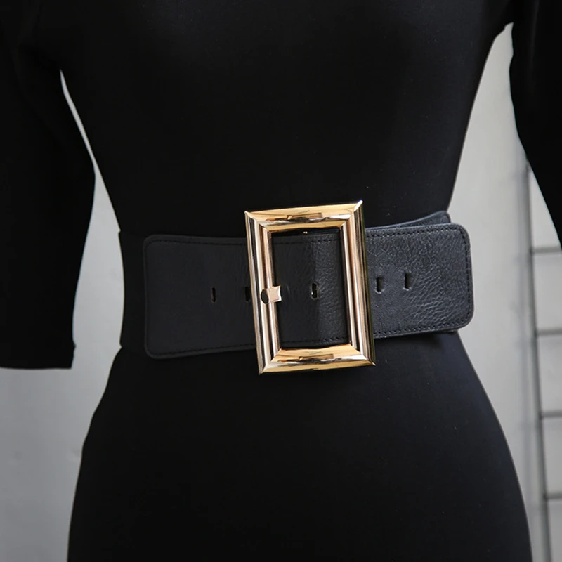 Women's Elastic Belt European Style Belt Square Buckle Belt Women