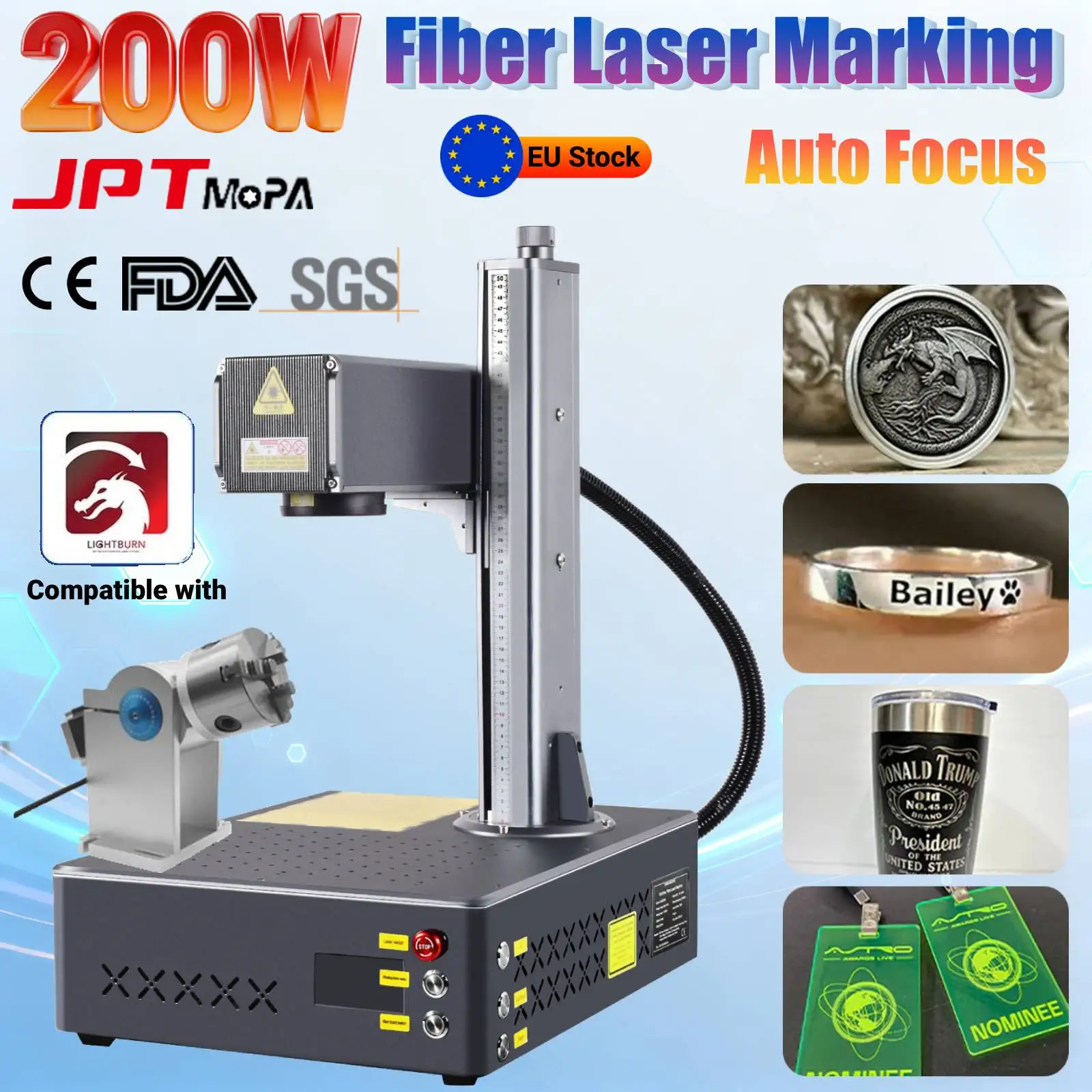 200W JPT Mopa Autofokus Faserlaser-Markiermaschine Integrierter Tiefengravur-Lasergraveur für Metall Kunststoff Desktop DIY
