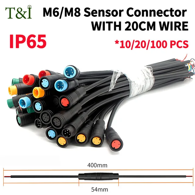 5/20/100 PCS M6 M8 Julet Sensor Waterproof Electric Bicycle Butt Joint Plug Male Female Ebike Display Cable Connector With Wire 1