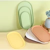 Oval Shaped Plate Nordic Style Afternoon Tea Dessert Plate Thickened PP Macaron Solid Color Tray Kitchen Utensil Accessories 4