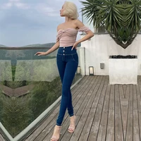 Shascullfites Melody Dark Blue Four Ways Stretchable High Waist Denim Leggings Button Up Push Up Jeggings Streetwear For Women 1