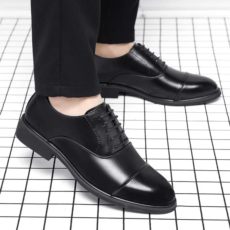 Business Height Increasing Shoes Men Taller Elevator 6CM Invisible Insole for Daily Mens Heighten Increased Wedding Oxfords Male