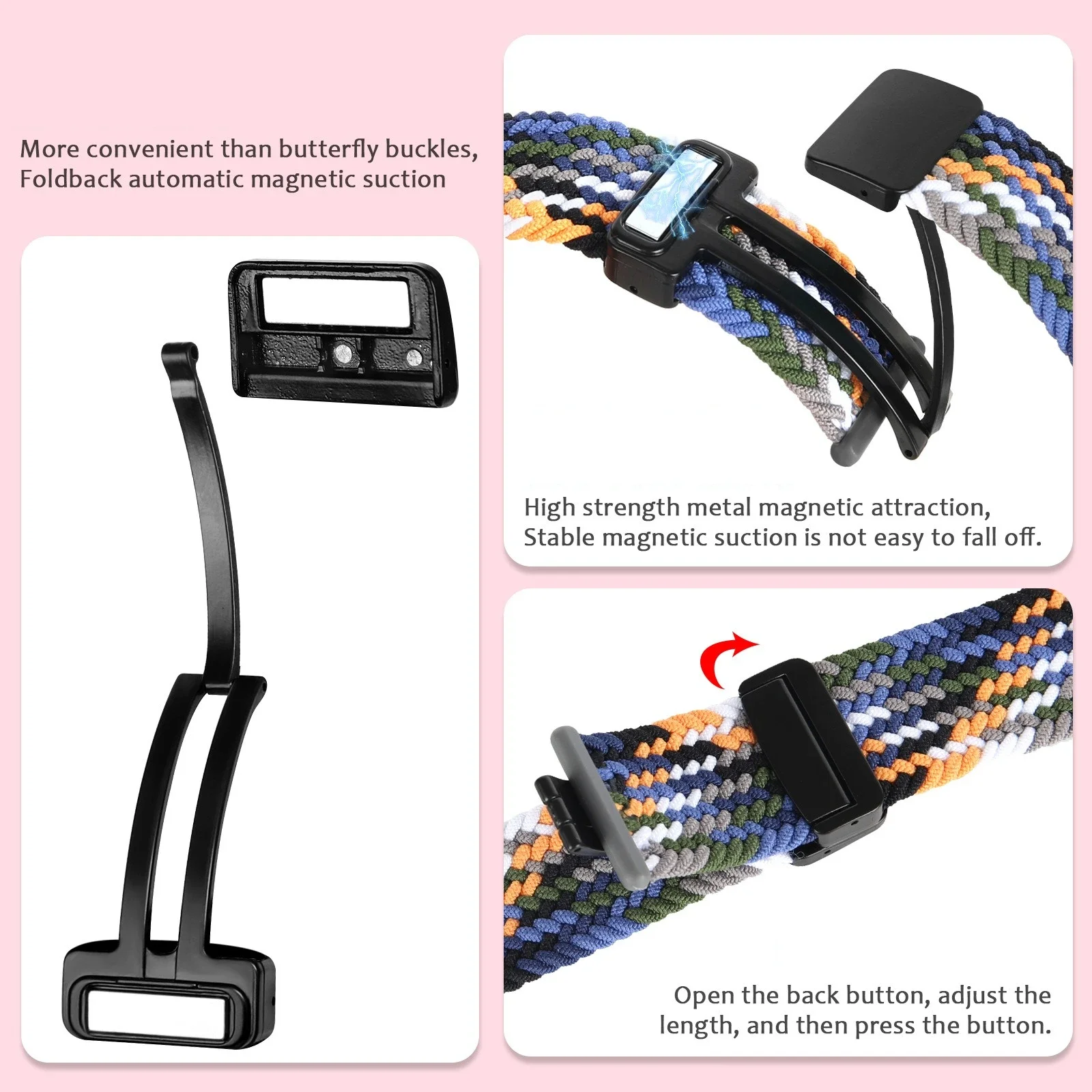 Nylon Braided Magnetic Buckle Breathable Wristband Bracelet