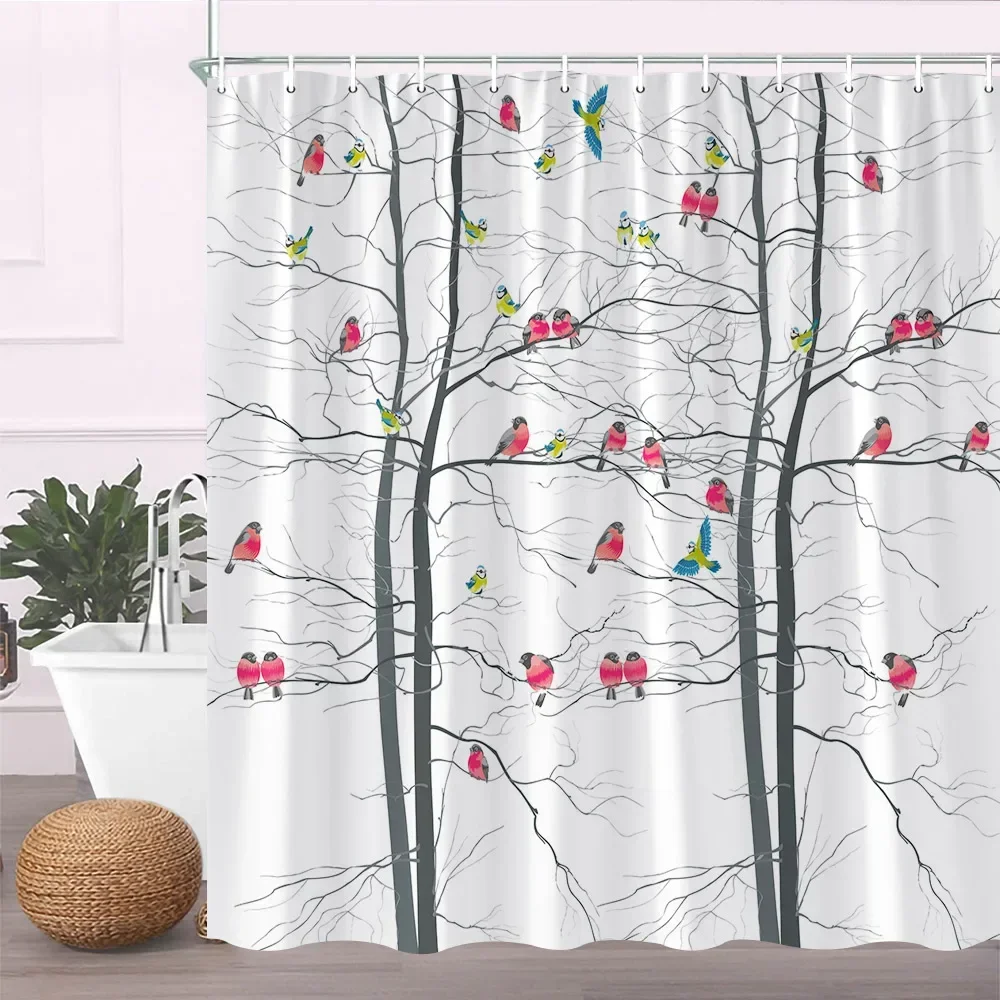 thumbnail image 1 of Juego de cortinas de ducha modernas negras con ganchos: cortinas de ducha en blanco y negro para baño, cortinas de baño geométricas de tela con ganchos, 1 of 5