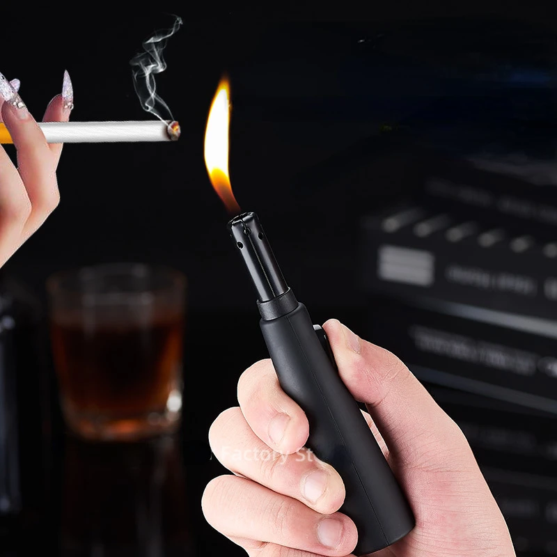 

2024 Portable Butane Gas Windproof Inflatable Lighter Open Flame Torch Lighter Outdoor Camping Barbecue Cigar Lighter