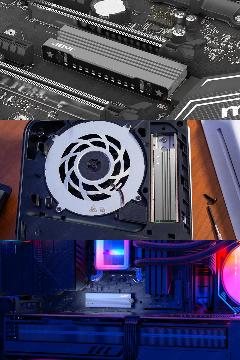 JEYI M.2 SSD Aluminiumlegierung, ultradünn, 6 mm Kühlkörper, 237 W/(M·K), hohe Wärmeleitfähigkeit, geeignet für PC/PS5/Laptop/ITX – Detail 8