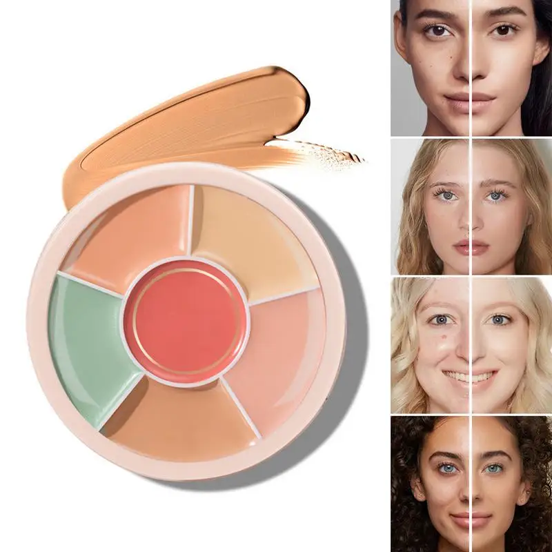 6 Colors Concealer Palette Moisturizing Full Coverage Acne Spot Dark Circles Concealer Cream Brightening Highlighter Face Makeup