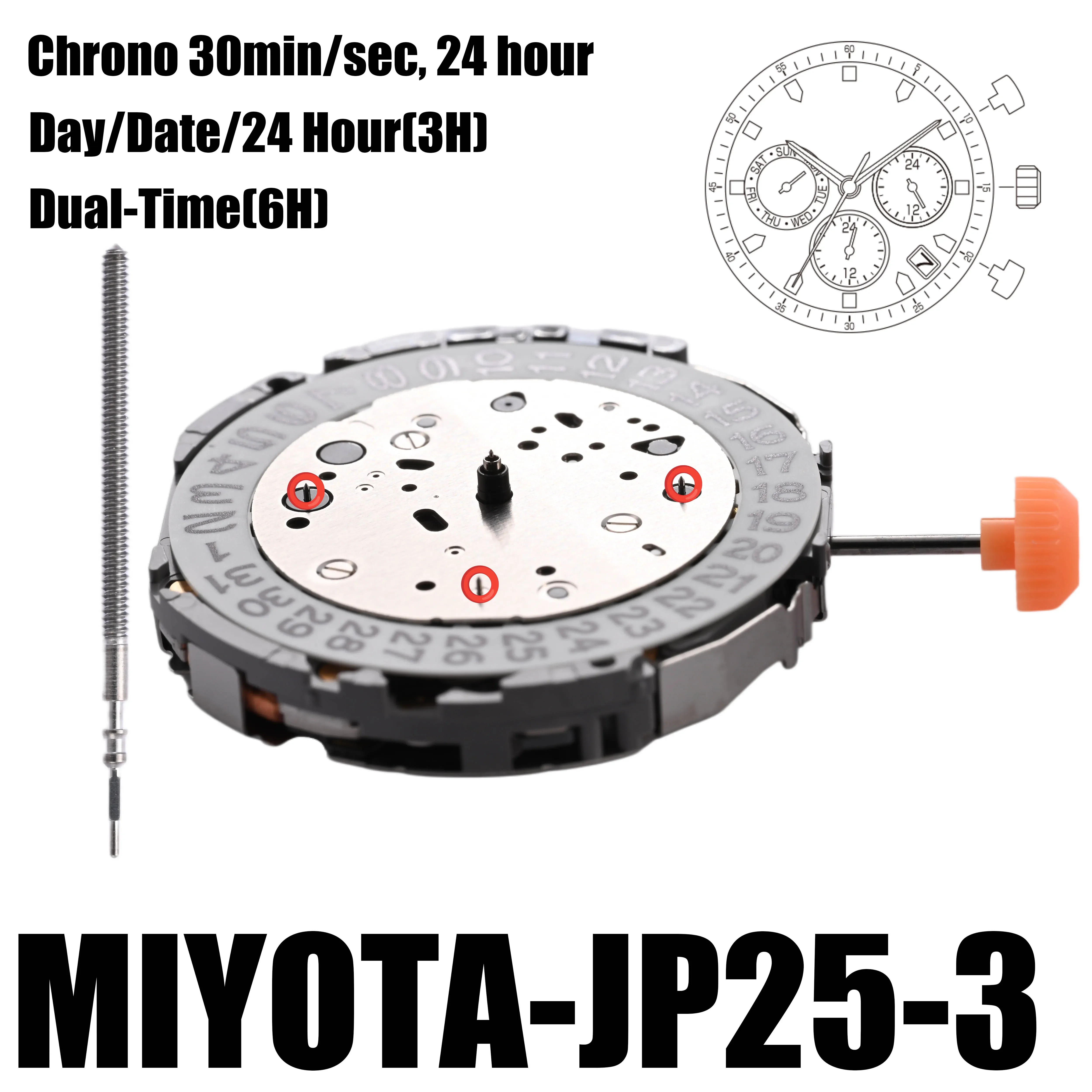 Japan JP25 Movement Miyota JP25 Movement Multi-Function Quartz