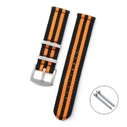 Premium Nylon Sport Watch Strap - Soft, Quick Release Universal Band - 22mm (A18.Black orange)