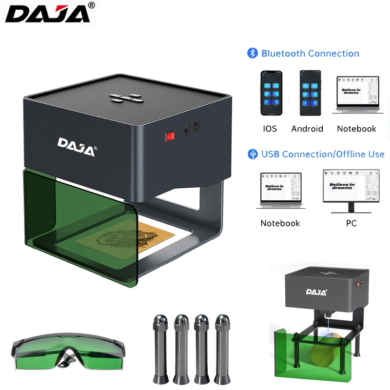 DAJA DJ6 3W CNC Laser Engraver Machine Cutting Engraving Machine Fast Printing Mini Mark for Wood Painted Metal Glass cnc laser engraver