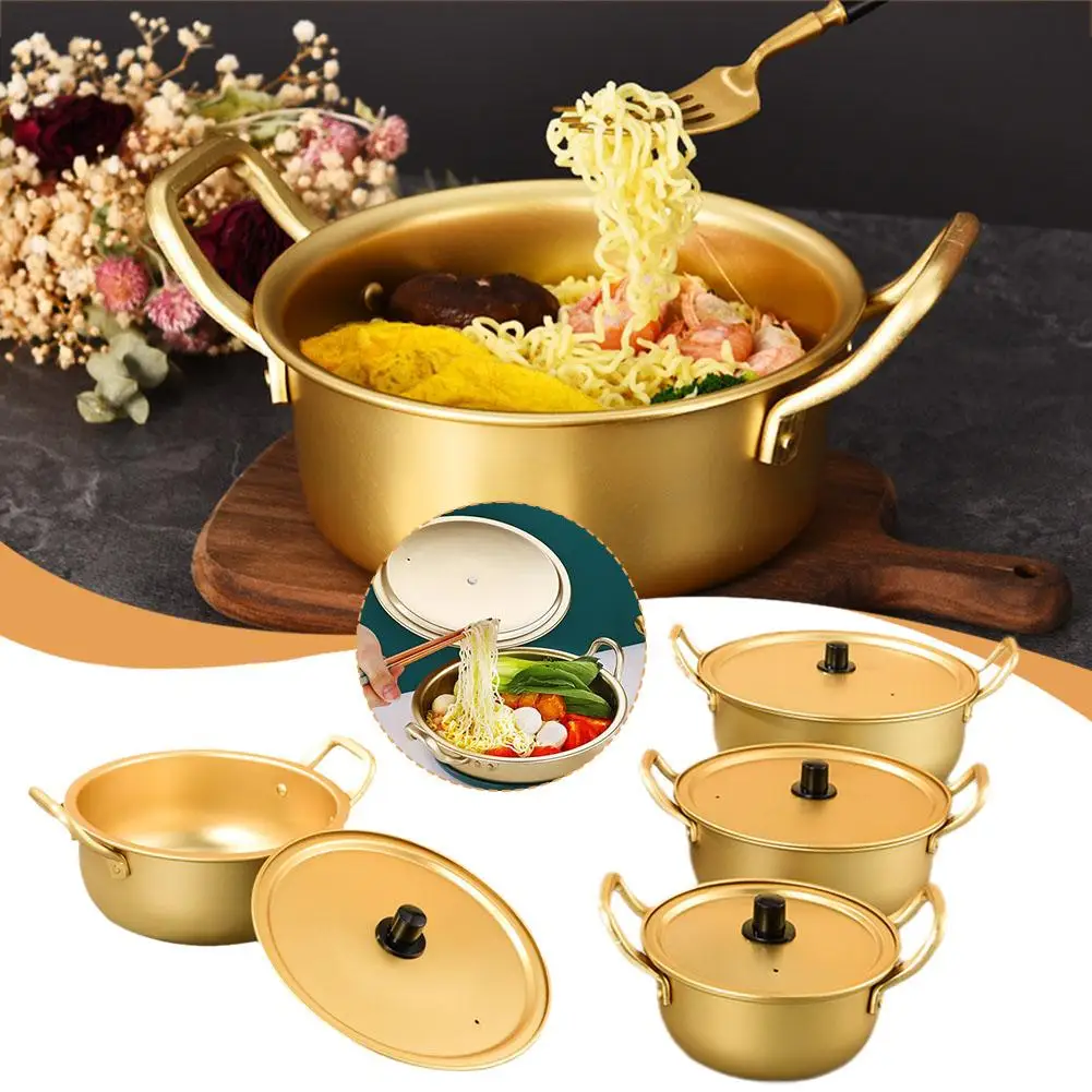 

Рамен для моментального приготовления, корейский рамен, кастрюля для приготовления рамен, Золотой Горшок из алюминиевого и быстрого сплава, горячая кухонная лапша с фоторучками, теплое R1G4