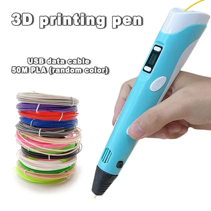 3D Pen For Children Drawing Printing Pen LCD Screen 50M PLA 1.75mm Filament Toys for Kids Christmas Birthday DIY Gift 3d printing pen
