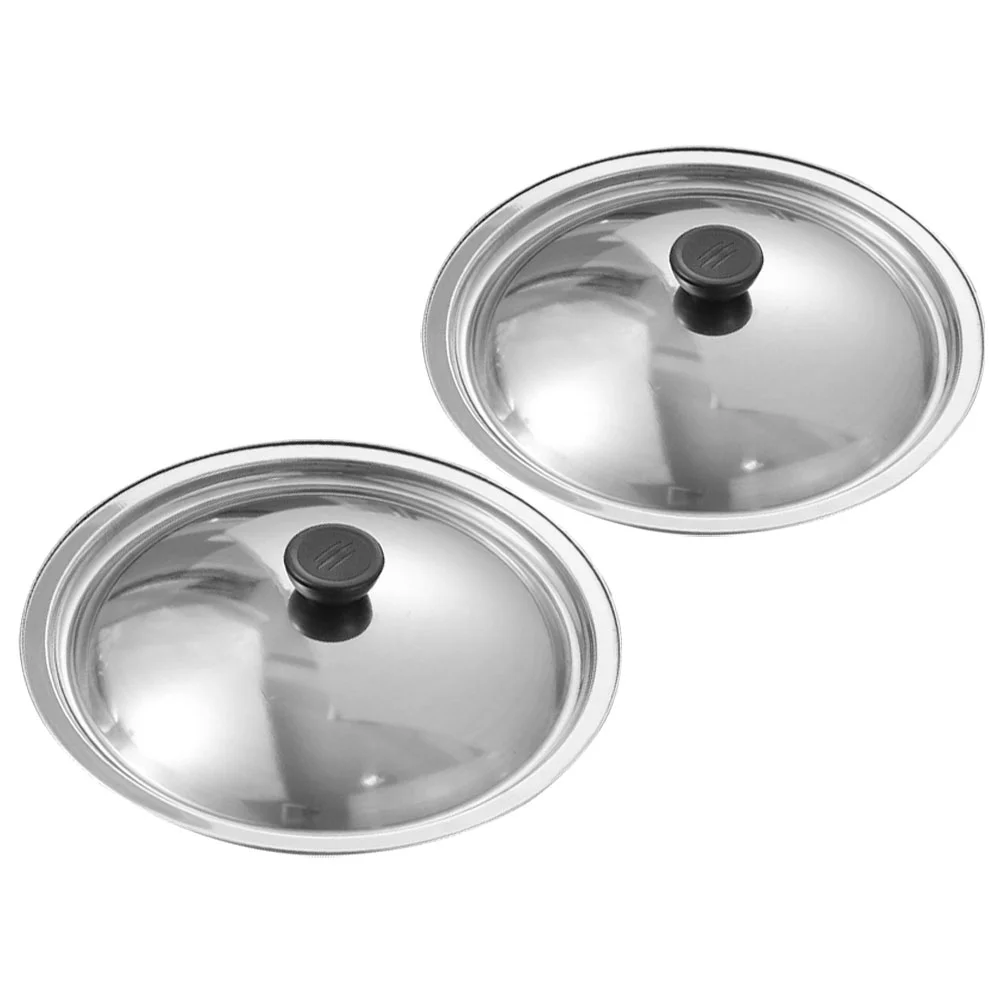 

2Pcs Universal Lid for Pot Pan Skillet Stainless Steel Skillet Lid Replacement Pot Lid with Bakelite Grip (275cm)
