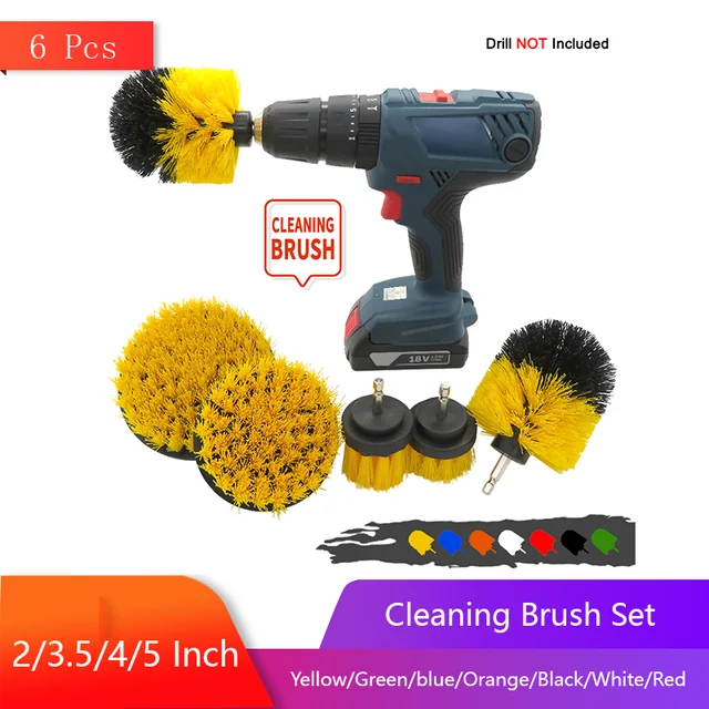 6pcs/set Electric Power Scrub Cleaning Power Brush Kit for Grout,  Tiles,Bathroom, Kitchen & Auto - AliExpress