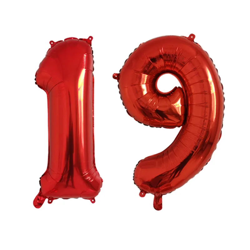 thumbnail image 1 of 2 globos de helio de 32 pulgadas, dorados, plateados, negros, azules y rojos, con números 16, 17, 18, 19, 20 y 21, suministros de decoración para fiestas de feliz cumpleaños, 1 of 5