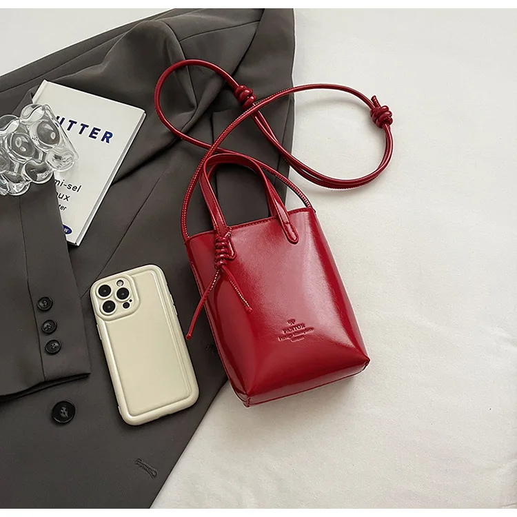 Mini PU Leather Crossbody Bag - Womens Korean Fashion Shoulder Handbag