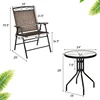 3 PCS Bistro Conversation Patio Pub Dining Set W/ 2 Folding Chairs & Glass Table 4