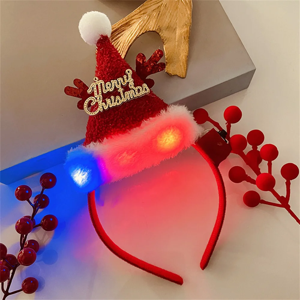 Christmas Party Dress Up Festive Headband Favors Christmas Party Headband Merry Hair Accessories LED Glowing Headdress