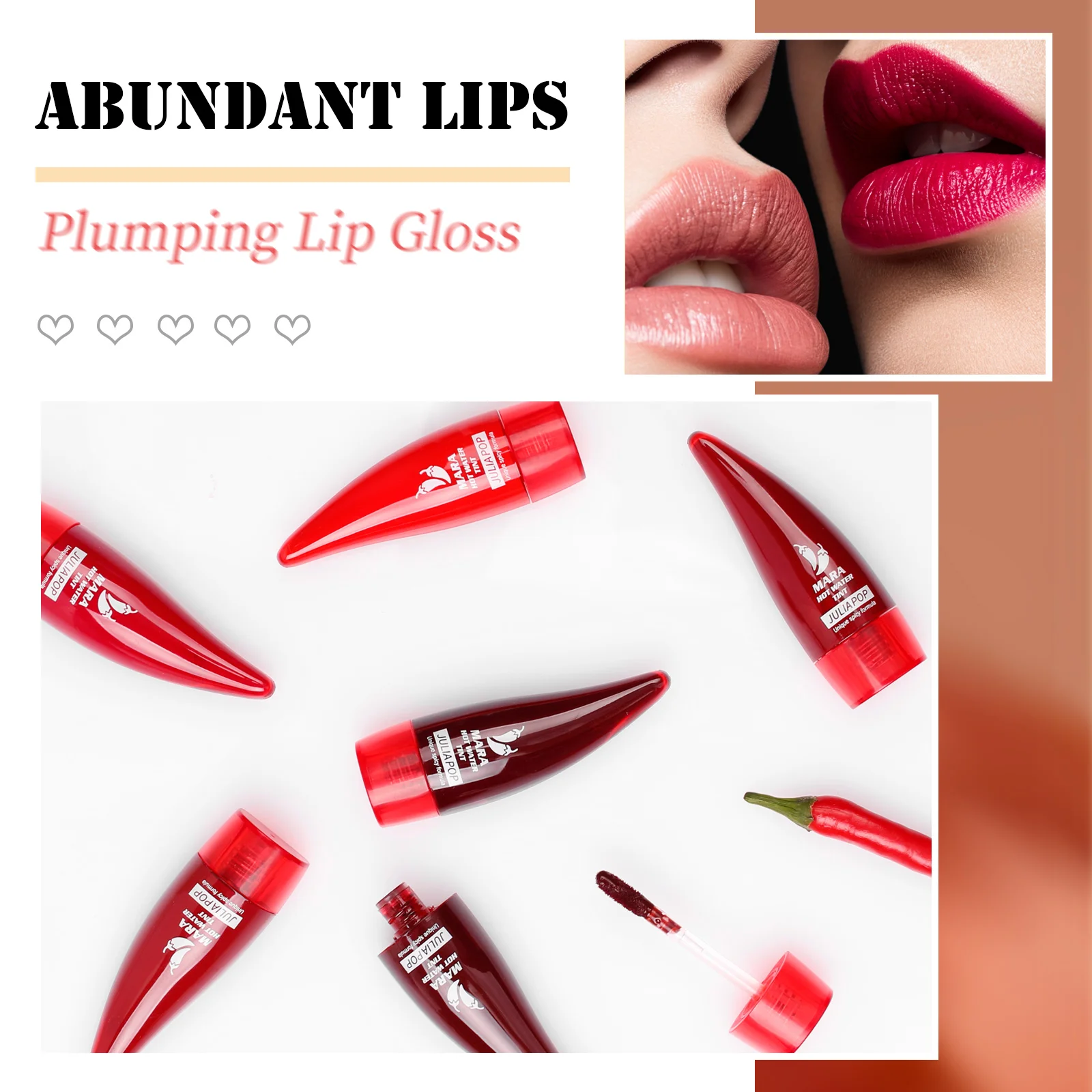 Lip dyeing liquid of 3 peppers contains peppermint oil and pepper extract, and it is waterproof and colorfast lip glaze 4