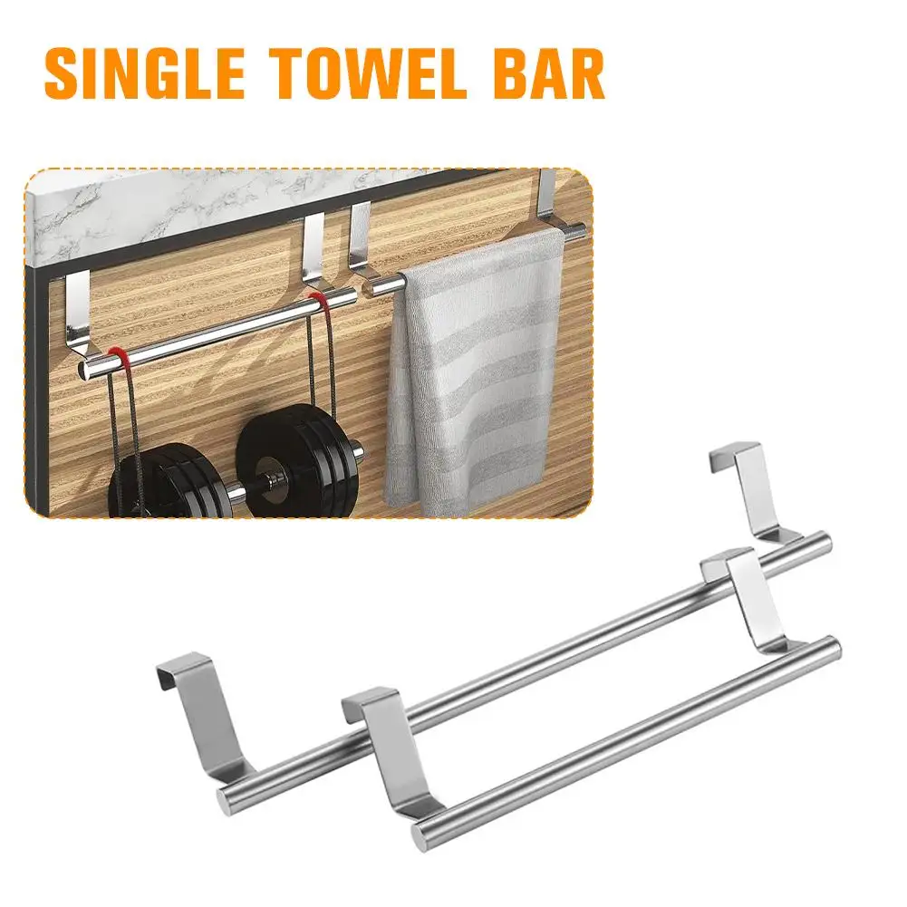 Description Picture 6 of itemStainless Steel Towel Rack Bathroom Towel Holder Stand Mounted Hanging Shelf Door Wall Cabinet Organizer Bar Kitchen Towels I4D7