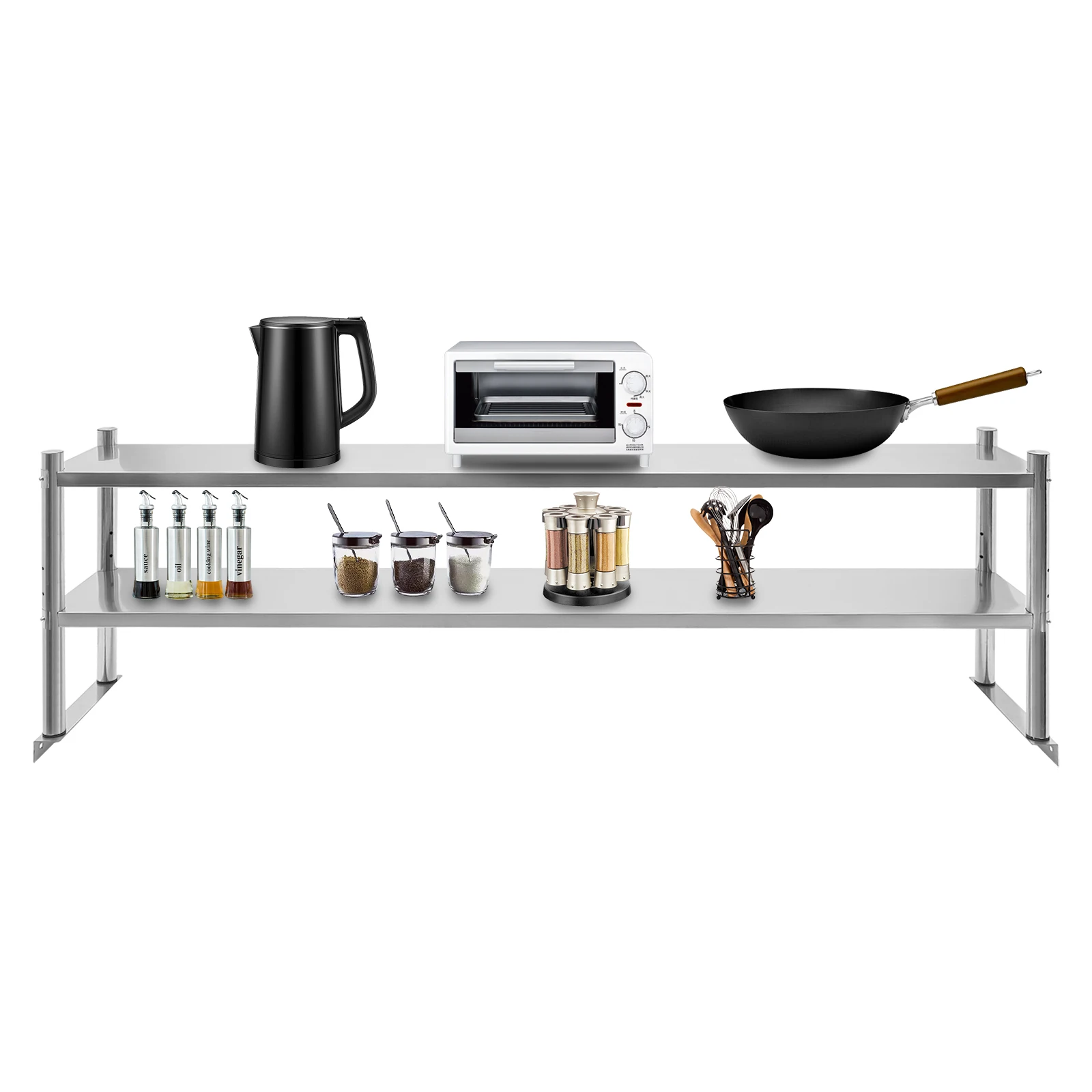 Stainless Steel Shelving 2 Tier Adjustable Shelf Storage Stainless Steel Heavy Duty Shelving