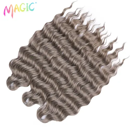 Anna Synthetic Hair 24 Inch Water Wave Braiding Hair Extensions Ombre Blonde Deep Wave Afro Curl Twist Crochet Hair for Women - Image 66