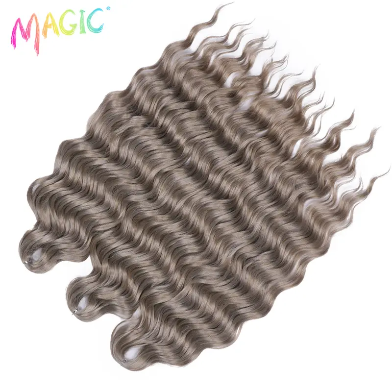 Anna Synthetic Hair 24 Inch Water Wave Braiding Hair Extensions Ombre Blonde Deep Wave Afro Curl Twist Crochet Hair for Women - Image 66