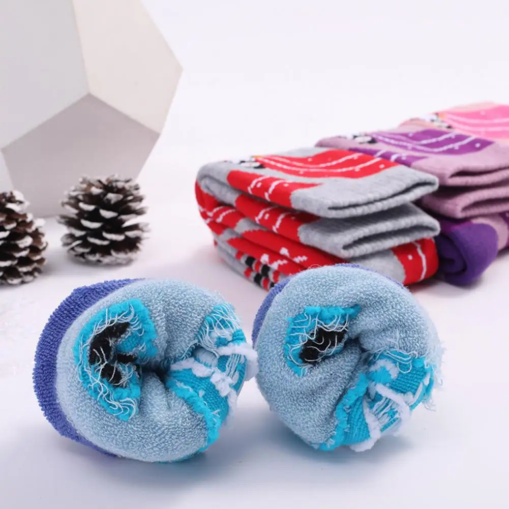 1 Pair Christmas Snow Socks High Elastic Antifriction Non-Slip Cuff Kids Ski Socks Winter Warm Thermal Snow for Winter