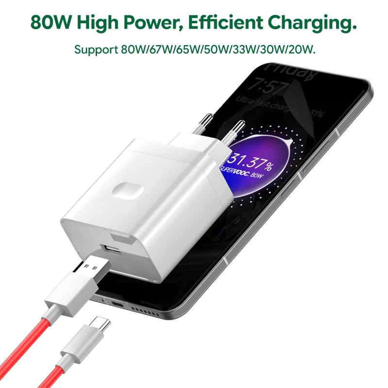 รูปสินค้า OPPO 80W SuperVOOC Charger ชาร์จเร็ว สาย USB Type-C ใช้ได้กับหลายรุ่น