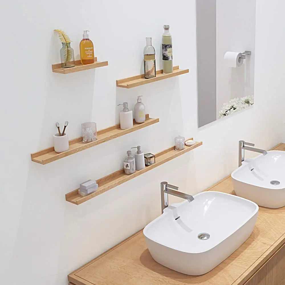 

Bamboo floating frame wall for househol goods storage bamboo shelf decorative