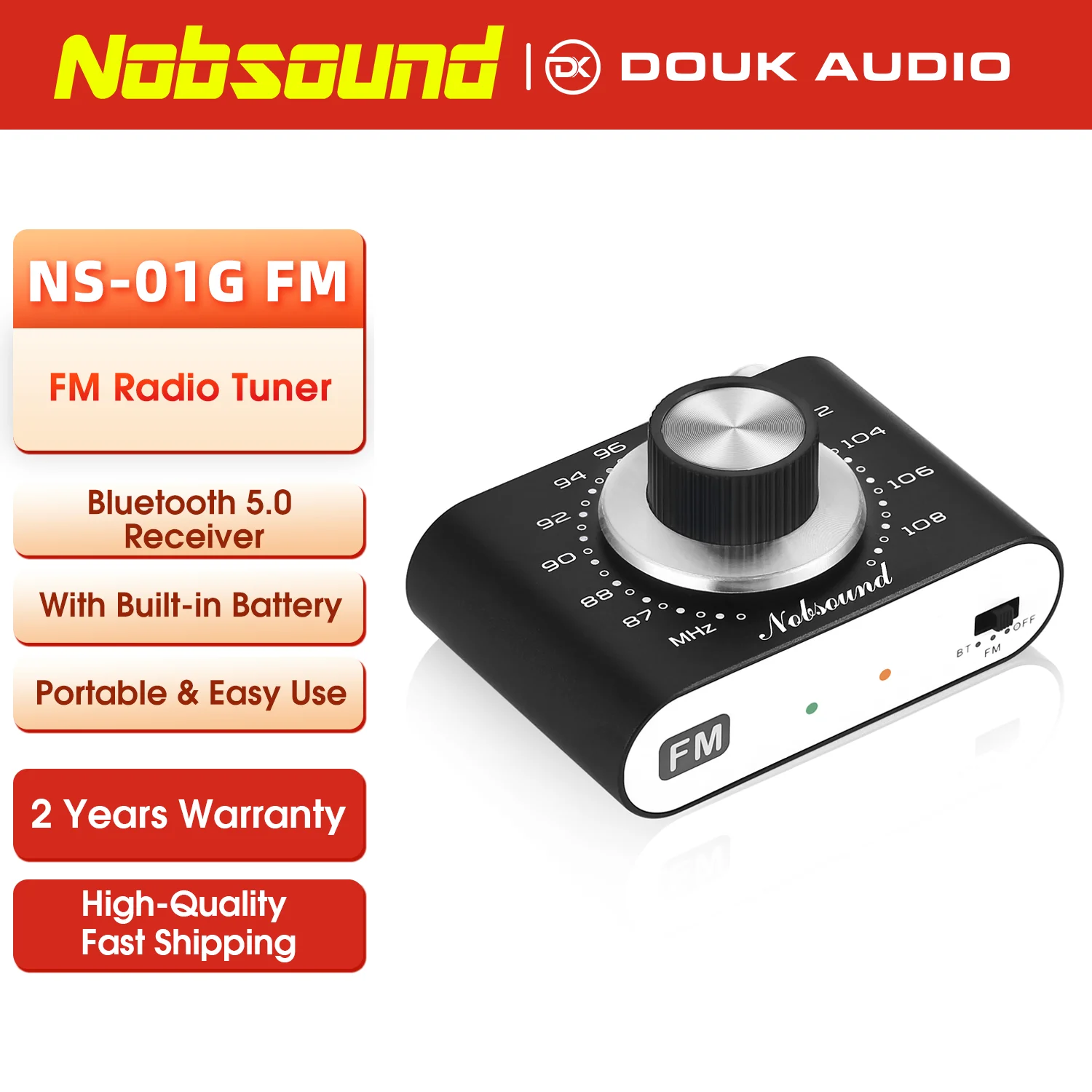 Nobsound Mini Bluetooth 5.0 Stereo Receiver 87-108Mhz