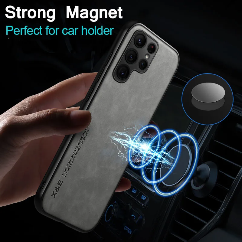 Custodia In Pelle Magnetica Di Lusso Per Samsung Galaxy S24 Ultra S23 S22 S21 S20 Note 9 10 20 Plus Cover Antiurto In Silicone Per Auto Con Magnete