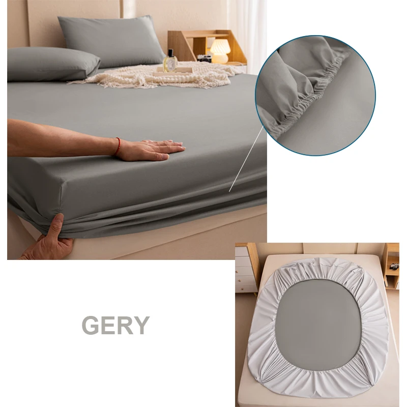 Description Picture 6 of itemWaterproof Bed Sheets 200x200 Pure Color Adjustable Fitted Sheets With Elastic Band Mattress Protector Double Fitted Sheet Home