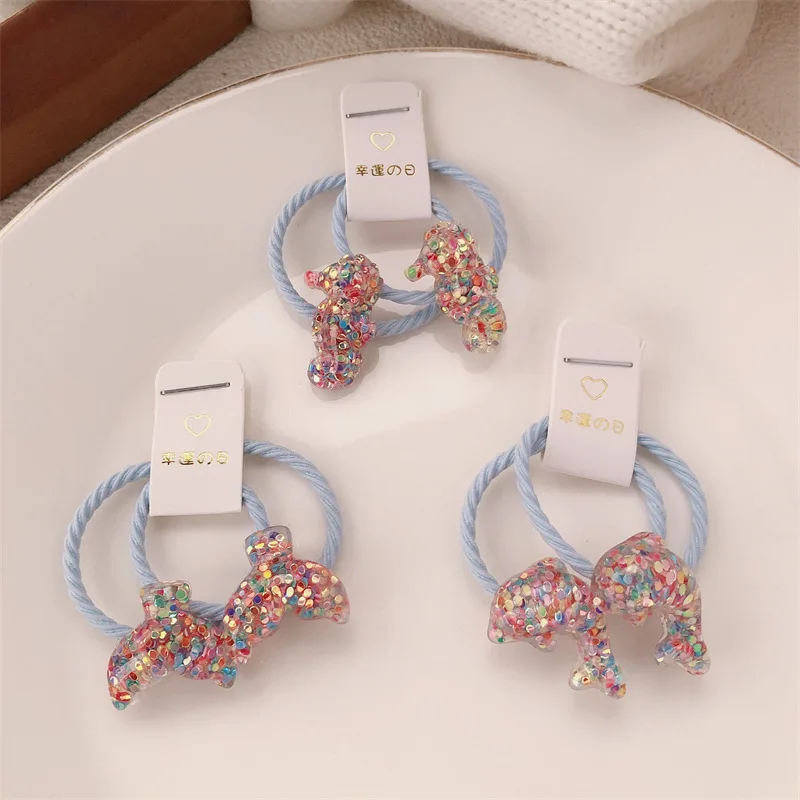 Ocean Sparkling Children's Hair Rope Cute Seahorse Star Small Head Rope Does Not Hurt Hair Baby Tie Head Rubber Band