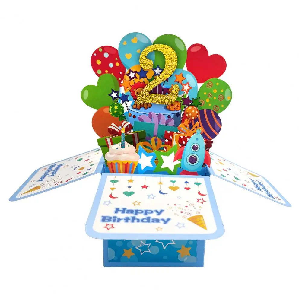 

Foldable Birthday Card 3d Birthday Greeting Card for Baby Daughter Son Foldable Funny Gift with Three-dimensional Design Happy
